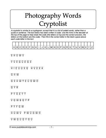 Cryptolist of Photo Words