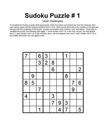 Printable Sudoku (1-5)