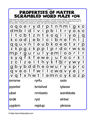 Properties-Word Maze-Scrambled#04