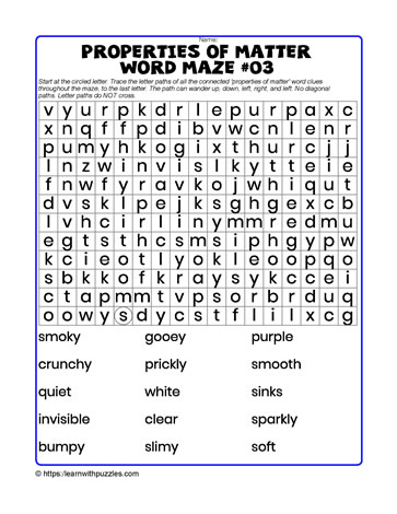 Properties Word Maze#03