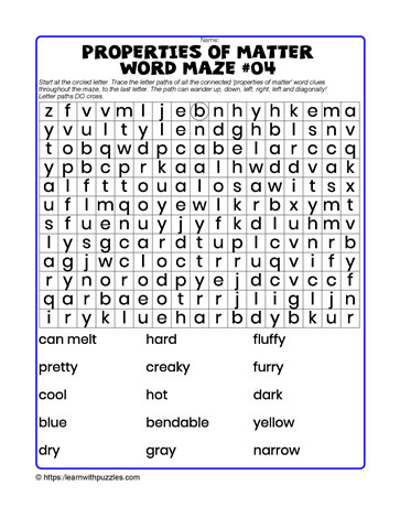 Properties Word Maze#04
