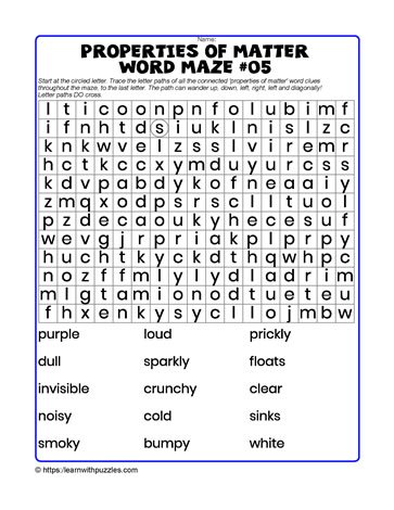 Properties Word Maze#05