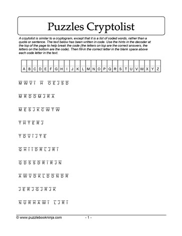 Cryptolist of PuzzleTypes