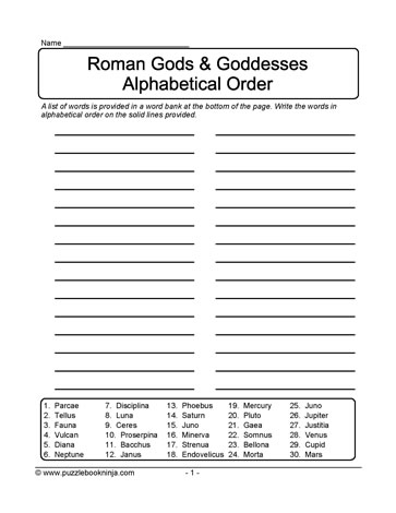 Alphabetical Order Roman