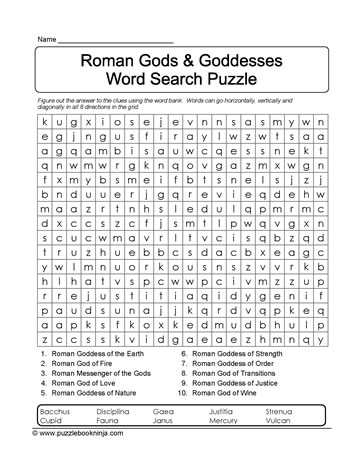 WordSearch Puzzle with Clues