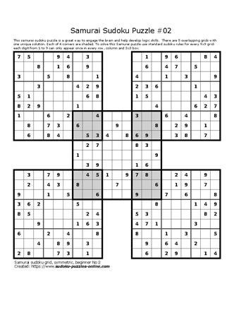 Samurai Sudoku Puzzle 02