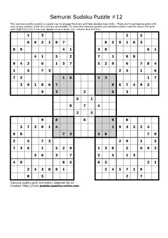 Samurai Sudoku Puzzle 12