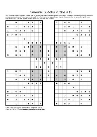 Samurai Sudoku Puzzle 15