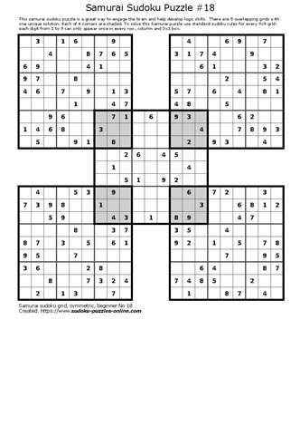 Samurai Sudoku Puzzle 18