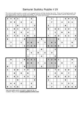 Samurai Sudoku Puzzle 19