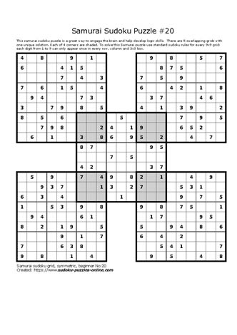 Samurai Sudoku Puzzle 20