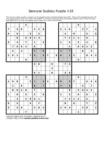 Beginner Samurai Sudoku Puzzle