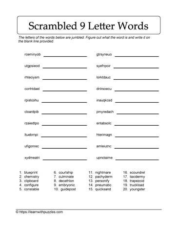 Unscramble 9-Letter Words