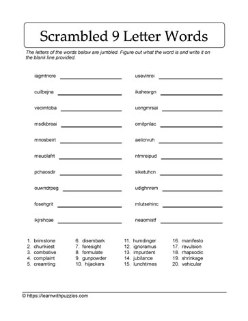 9-Letter Word Scramble