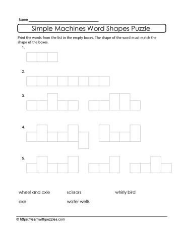 Simple Machines - Word Shapes Puzzle