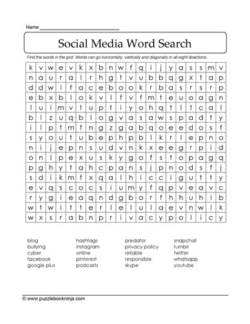 Social Media Word Search Learn With Puzzles