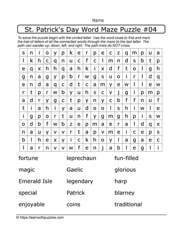 St. Patrick's Day Word Maze-04