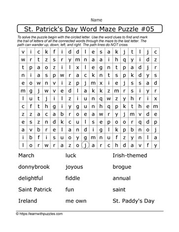 St. Patrick's Day Word Maze-05