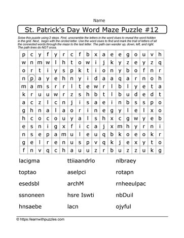 St. Patrick's Day Word Maze-12