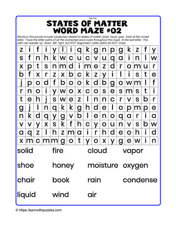 States of Matter Word Maze#02