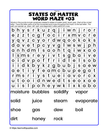 States of Matter Word Maze#03