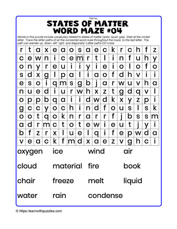 States of Matter Word Maze#04