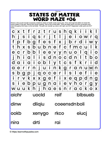 States of Matter Word Maze#06
