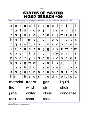 States of Matter Wordsearch#06