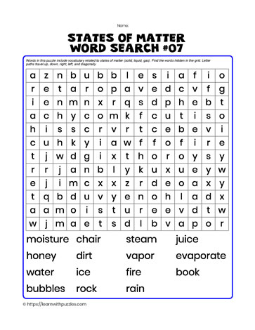 States of Matter Wordsearch#07