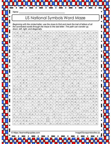 USA Symbols Word Maze #1
