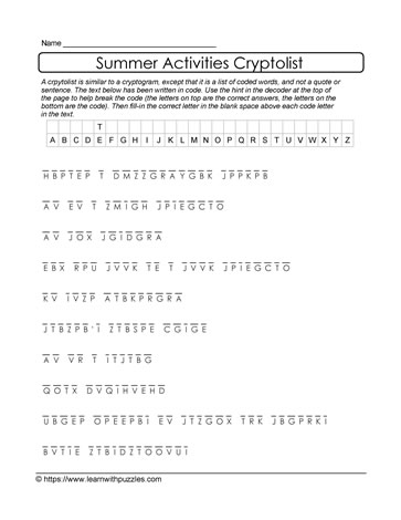 Summer Cryptolist Puzzle #21