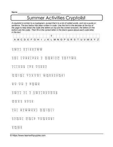 Summer Cryptolist Puzzle #22