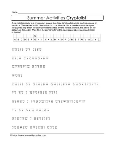 Summer Cryptolist Puzzle #23