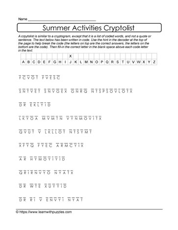 Summer Cryptolist Puzzle #30