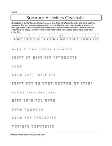 Summer Cryptolist Puzzle #32