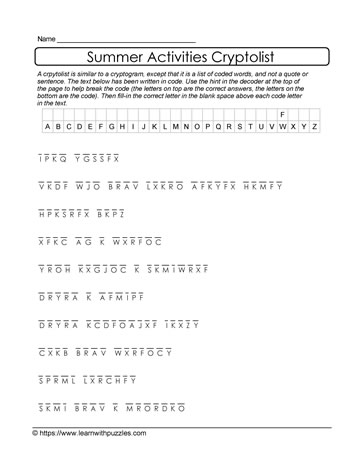 Summer Cryptolist Puzzle #38