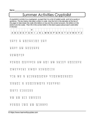 Summer Cryptolist Puzzle #39