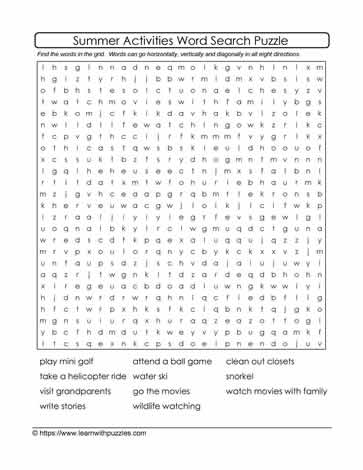 Summer Activities Word Search #05