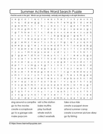 Summer Activities Word Search #06