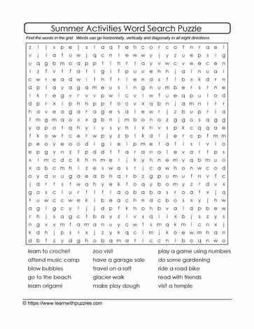 Summer Activities Word Search #10