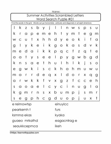 Scrambled Letters Word Search #01