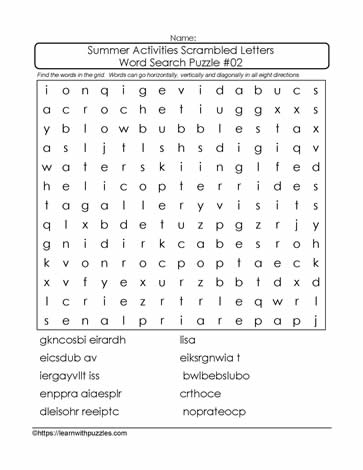 Scrambled Letters Word Search #02