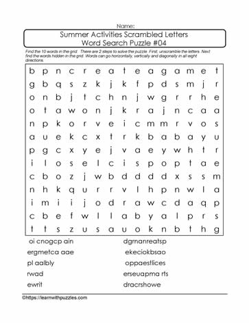 Scrambled Letters Word Search #04