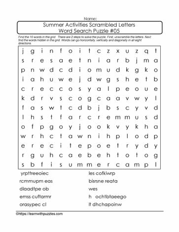 Scrambled Letters Word Search #05