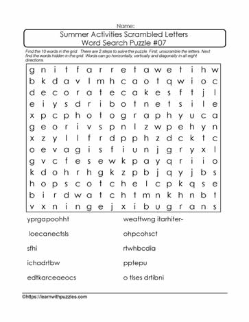 Scrambled Letters Word Search #07