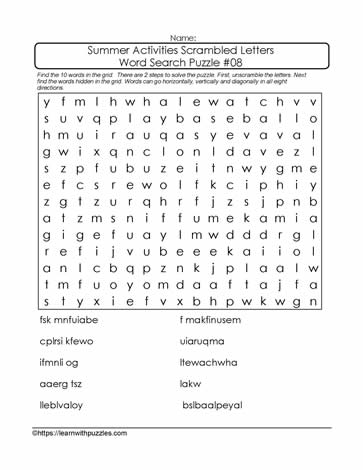 Scrambled Letters Word Search #08
