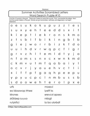 Scrambled Letters Word Search #10