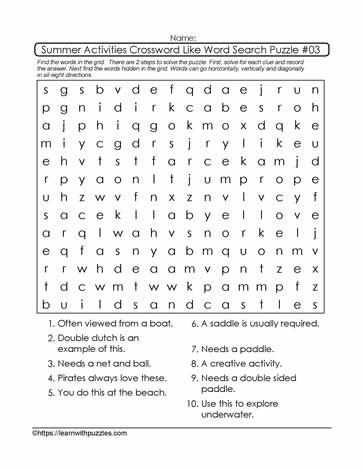 Word Search Crossword Clues #03