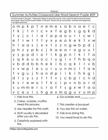 Word Search Crossword Clues #09