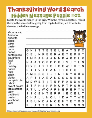 Word Search Hidden Message Printable #02